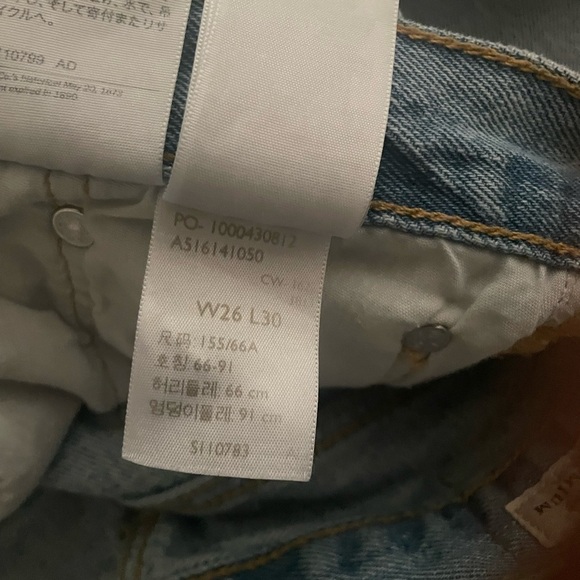 501 Original Levi's Light Blue Straight Leg Jeans whit distressed detailsW26 L30 - Picture 4 of 11